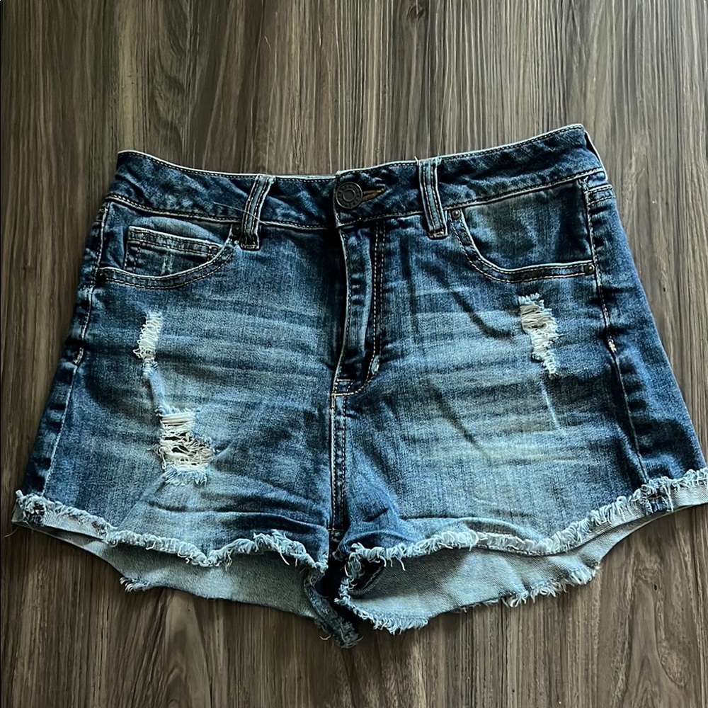 Refuge Blue Distressed Jean Shorts